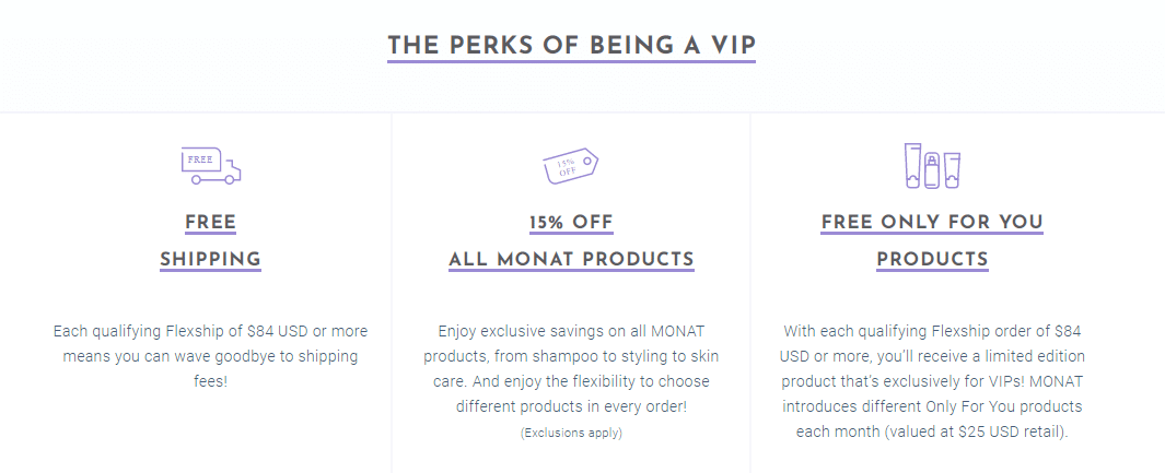 Monat VIP member information.